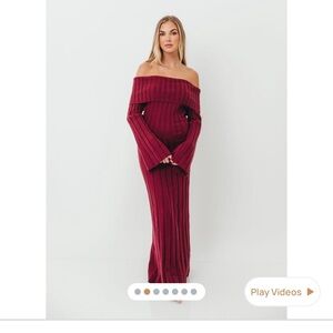 Evella Off-Shoulder Burgundy Dress worth collective